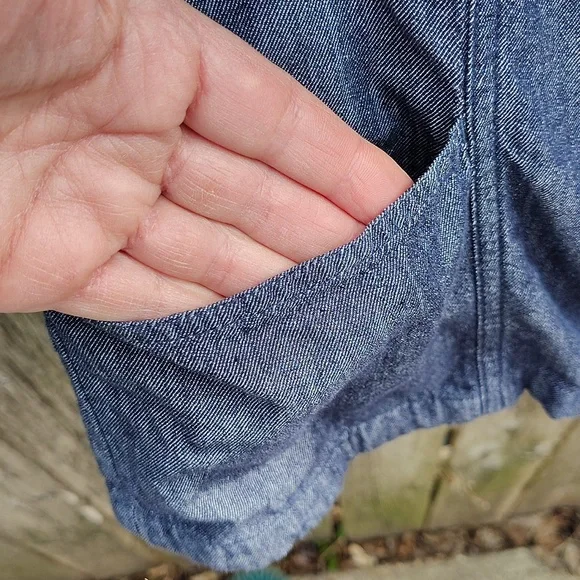 Denim Button-Up Ruffle Collar Shacket - Picture 5 of 8